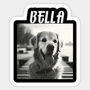 Bella, bootleg,  golden retriever puppy design for dog lovers Sticker